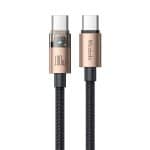 كابل مكدودو USB-C إلى USB-C 100W شفاف مع ضوء شحن