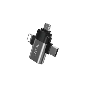 Yesido 3-in-1 OTG Adapter (USB-C to USB-A + Lightning + Micro USB)