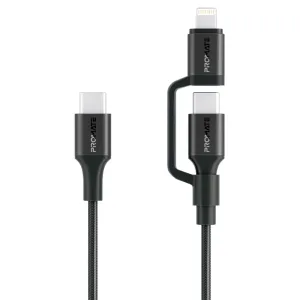 Promate PowerLink-CCi 2-in-1 MFi Certified USB-C & Lightning Charging Cable