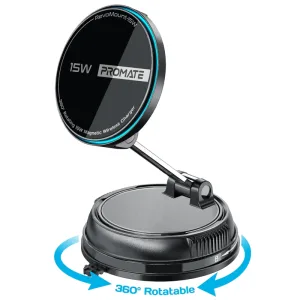 حامل شحن لاسلكي مغناطيسي دوار 360 للسيارة 15 واط من بروميت