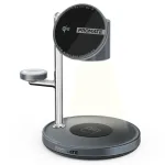 Promate Synergy-3 4-in-1 Qi2 Certified MagSafe Compatible Wireless Charging Station with Soft-Glow Night Lamp