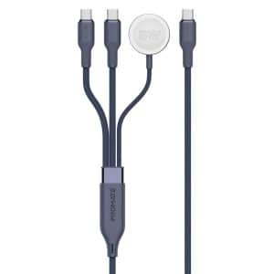Promate 100W Nylon Braided 3-in-1 USB-C Cable with Apple Watch Charger