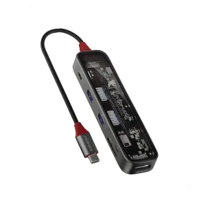 موزع منافذ يو إس بي-سي 7 في 1 نحيف شفاف من بروميت