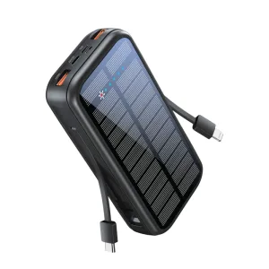 Promate EcoLight Solar Power Bank 20,000mAh with Built-in USB-C & Lightning Cables