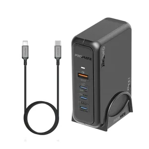 Promate 140W Super-Speed GaNFast Charging Station (PD 3.1 + QC 3.0)