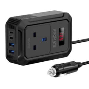 Promate Multi-Port DC to AC Power Inverter with 200W AC Socket