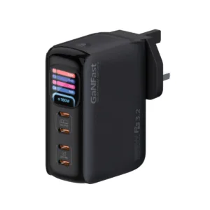 Promate 165W GaNFast USB-C Charger with 4 USB-C Ports, Dual 140W PD 3.2 Outputs, Smart TFT Power Display, PPS & AVS Fast Charging