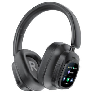 Promate High-Definition Headphones with Detachable Magnetic LCD Touch Screen Controller, Hybrid Active Noise Cancellation, Wired and Wireless Modes, Adjustable Stainless-Steel Headband, And Ergonomic Foldable Earpads