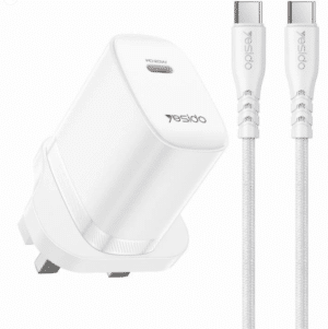 YESIDO PD20W Type-C Charger Set with 1m Type-C to Type-C Data Cable