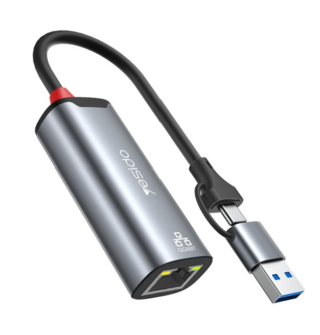 yesido Yesido Yesido RJ45 Gigabit Ethernet Converter gray