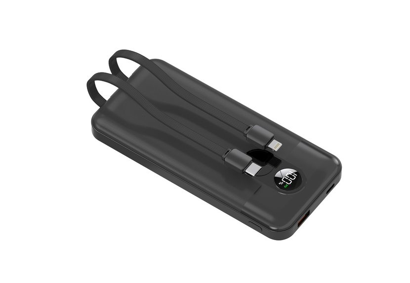 porodo Porodo Powerbank Integrated Cable 10000mAh black 10000mah capacity: 10000mah