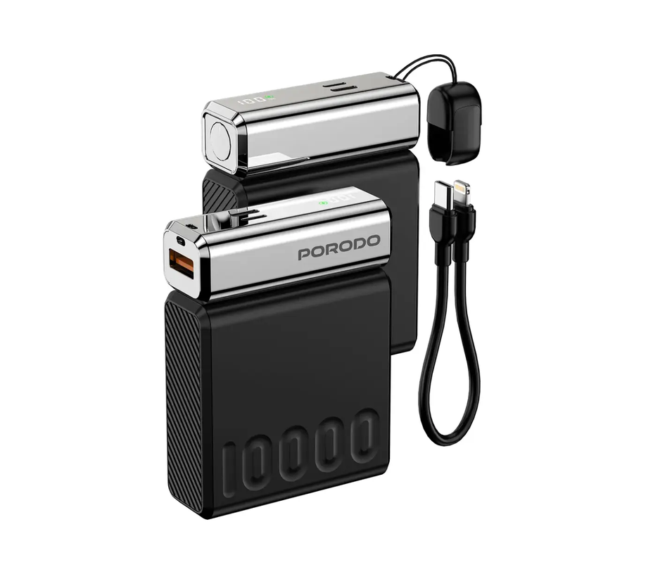 porodo Porodo Chrome Volt Power Bank 10000mAh black 10000mah capacity: 10000mah