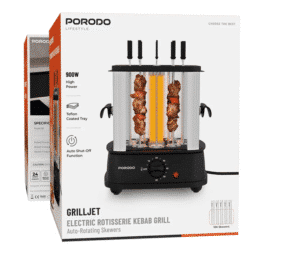 Porodo Lifestyle Grilljet Electric Rotisserie Kebab Grill with Auto-Rotating Skewers